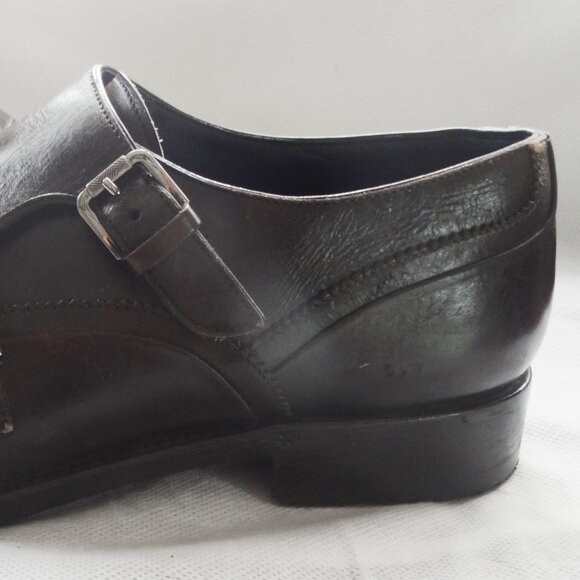 Ermenegildo Zegna ITALY Brown Leather Dress Loafer Shoes US 9.5 Double Monk main image 11